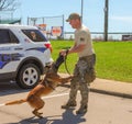 Richmond, KY US - March 31, 2018- Easter Eggstravaganza - A K9 Officer with Richmond Police Department demonstrates K9 techniques