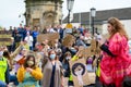 BLM protesters wearing PPE Face Masks salute and hold signs at Black Lives Matter protest in Richmond, North Yorkshire Royalty Free Stock Photo