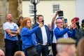 Counter protesters use smartphones to video a Black Lives Matter protest in Richmond, North Yorkshire