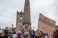 A large gathering of protesters at a Black Lives Matter protest in front of the Obelisk in Richmond, North Yorkshire