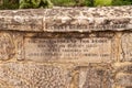 Closeup of inscription on Richmond Bridge in Richmond, Tasmania, Australia