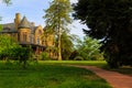 Richmond Va USA Maymount with trees, fountains, hills, mansion at sunset. Royalty Free Stock Photo