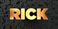 Rick - Gold text on black background - 3D rendered royalty free stock picture