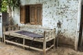 Rickety old bench made of wood in the village in Africa