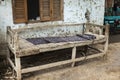 Rickety old bench made of wood in the village in Africa