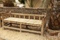 Rickety old bench made of wood in the village in Africa