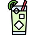 Rickey Cocktail icon, Alcoholic mixed drink vector