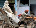 A rickshaw being pulled in Varanassi, India