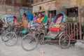 Rickshaw driver on crowded streets of Dhaka in the Bangladesh