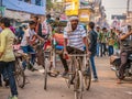 A rickshaw driver in Varanasi, India. Royalty Free Stock Photo