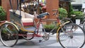 Rickshaw in front of a floating market mock up