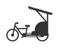 Rickshaw indonesia jakarta taxi travel transportation icon flat vector illustration.