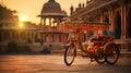 Rickshaw on old Indian town street, local atmosphere, Asian culture and travel concept