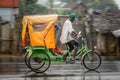 Rickshaw in the rain