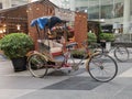 Rickshaw in front of a floating market mock up