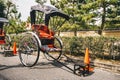 The Rickshaw, a two wheeled human powered taxi in Kyoto, Japan, Royalty Free Stock Photo