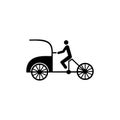 Rickshaw vector icon with driver human powered pedicab.