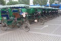 Rickshaws for city transport in the water town of Wuzhen, China