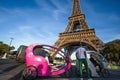 Rickshaws for tourists near Eiffel Tower in Paris, France. Royalty Free Stock Photo