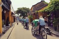 Rickshaws traveling along Hanoi street Royalty Free Stock Photo