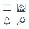 ricon line icons. linear set. quality vector line set such as search, notification bell, image