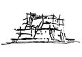 Vector drawing Castel dell`ovo, Naples