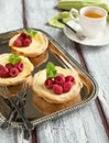 Ricotta Cheese Tartlets with raspberries