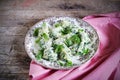 Ricotta and spinach dumplings with parmesan and basil Royalty Free Stock Photo