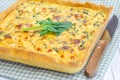 Ricotta spinach pie on the wooden table