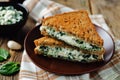 Ricotta spinach rye sandwich