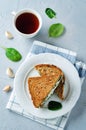 Ricotta spinach rye sandwich Royalty Free Stock Photo