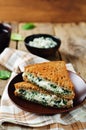 Ricotta spinach rye sandwich