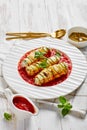 Ricotta and spinach stuffed zucchini on a plate Royalty Free Stock Photo