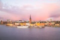 Riddarholmen island in Stockholm at sunset