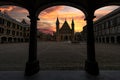 Sunrise on Ridderzaal, Binnenhof, the Hague Royalty Free Stock Photo