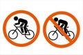 Ride bicycles sign and Do not ride bicycles sign Royalty Free Stock Photo