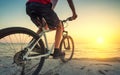 Ride on bike on the beach Royalty Free Stock Photo