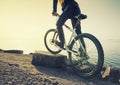 Ride on bike on the beach Royalty Free Stock Photo