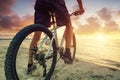 Ride on bike on the beach Royalty Free Stock Photo