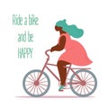 Ride a bike and be happy. Body positive woman Royalty Free Stock Photo