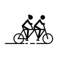 Ride a double bike outline icon