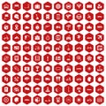 100 ride icons hexagon red