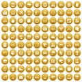 100 ride icons set gold