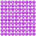 100 ride icons set purple