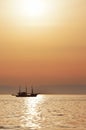 Ride on a pirate ship in the Thermaic gulf at the sunset Royalty Free Stock Photo