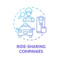 Ride sharing companies blue gradient concept icon