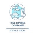 Ride sharing companies turquoise concept icon