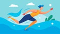 Ride the waves and work up a sweat in a refreshing underwater exercise program.. Vector illustration.