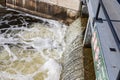 Rideau Canal locks in Ottawa, Canada. Close up of waterfall