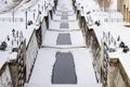 Rideau canal locks in winter season in Ottawa, Canada. Popular canadian landmark.